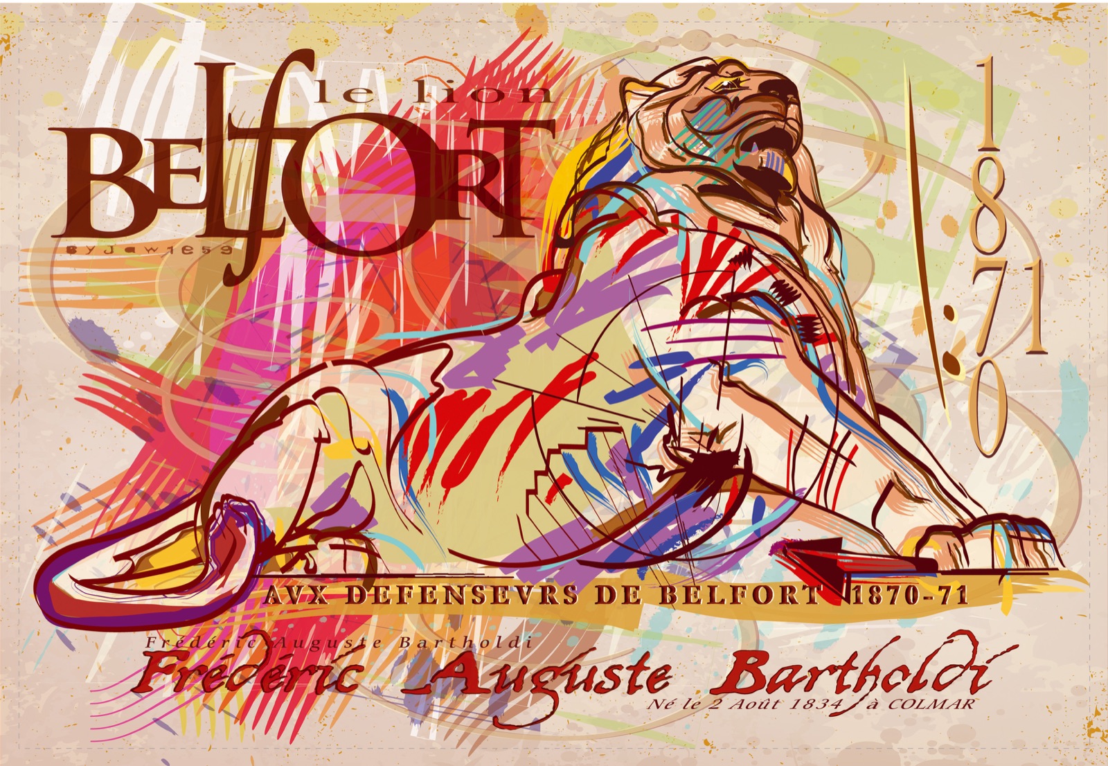 Création Bartholdi — 2 puzz lion A4  print