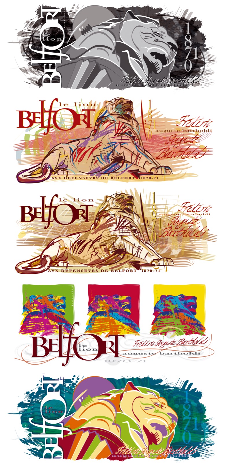 Création Bartholdi — 5 x mugs lion divers